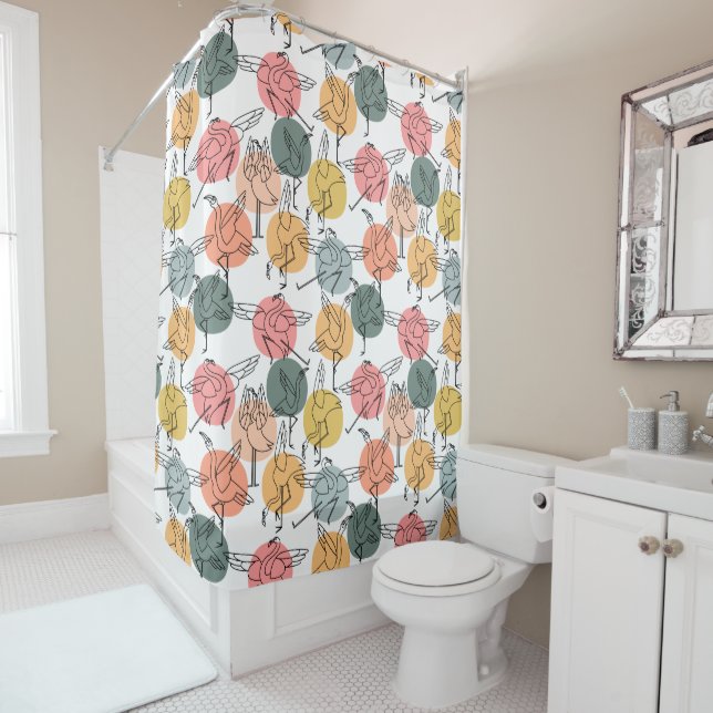Yoga poses pattern | Yoga seamless pattern 37 Shower Curtain (In Situ)