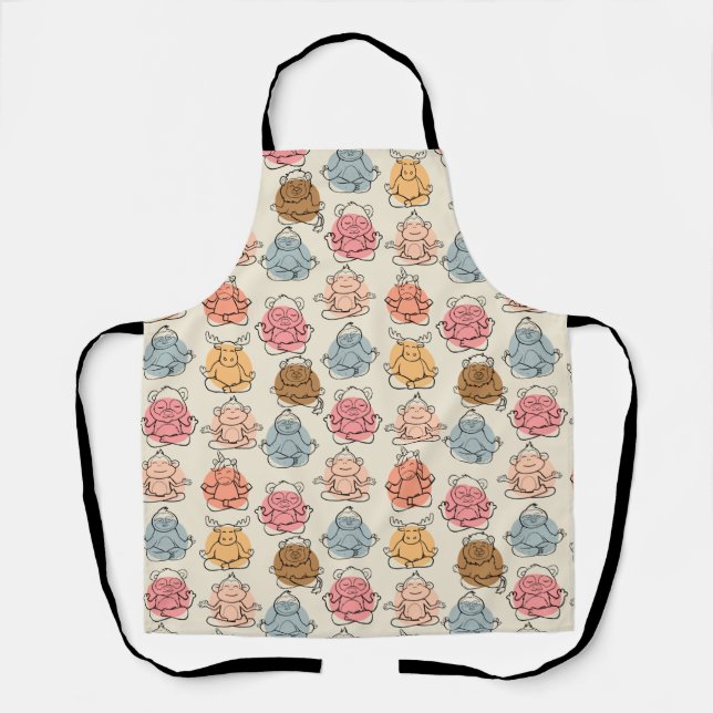 Yoga poses pattern | Yoga seamless pattern 42 Apron (Front)