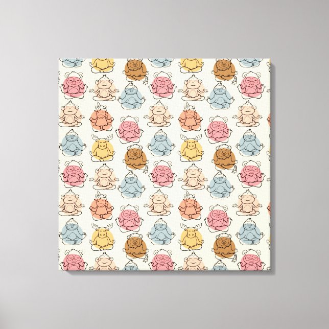 Yoga poses pattern | Yoga seamless pattern 42 Canvas Print (Front)