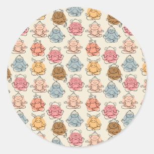 Yoga poses pattern Yoga seamless pattern 42 Classic Round Sticker