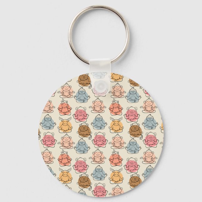 Yoga poses pattern | Yoga seamless pattern 42 Key Ring (Front)