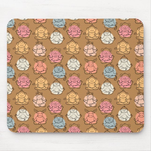 Yoga poses pattern | Yoga seamless pattern 43 Mouse Pad (Front)