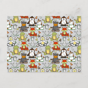 Yoga poses pattern   Yoga seamless pattern 44 Postcard