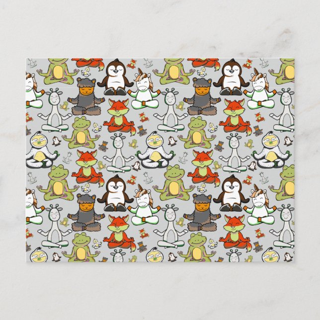 Yoga poses pattern | Yoga seamless pattern 44 Postcard (Front)