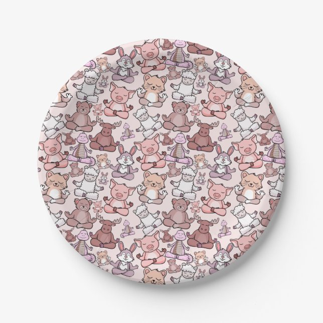Yoga poses pattern | Yoga seamless pattern 48 Paper Plate (Front)