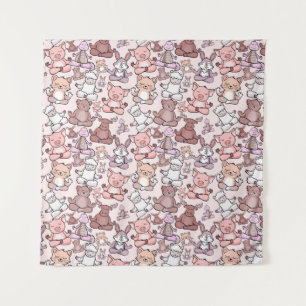Yoga poses pattern Yoga seamless pattern 48 Tapestry