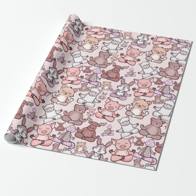 Yoga poses pattern | Yoga seamless pattern 48 Wrapping Paper (Unrolled)