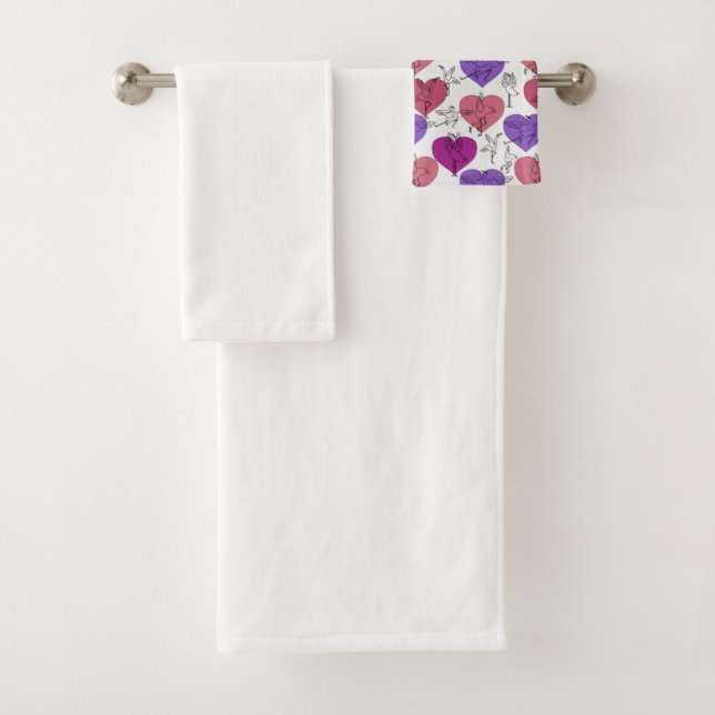 Yoga poses pattern | Yoga seamless pattern 4 Bath Towel Set (Insitu)