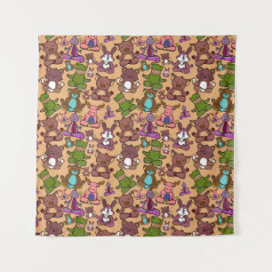 Yoga poses pattern Yoga seamless pattern 50 Tapestry