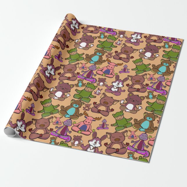 Yoga poses pattern | Yoga seamless pattern 50 Wrapping Paper (Unrolled)