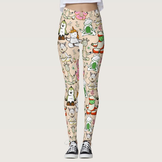 Yoga poses pattern | Yoga seamless pattern 52 Leggings (Front)