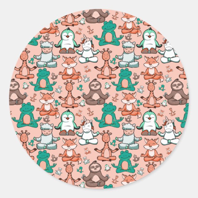Yoga poses pattern | Yoga seamless pattern 54 Classic Round Sticker (Front)