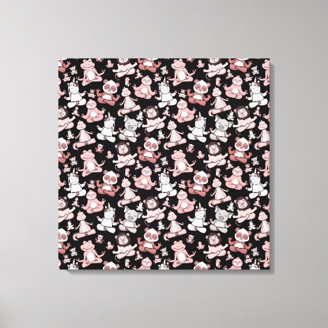 Yoga poses pattern | Yoga seamless pattern 55 Canvas Print (Front)