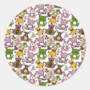 Yoga poses pattern Yoga seamless pattern 58 Classic Round Sticker