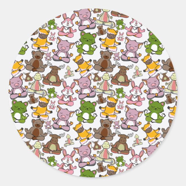 Yoga poses pattern | Yoga seamless pattern 58 Classic Round Sticker (Front)