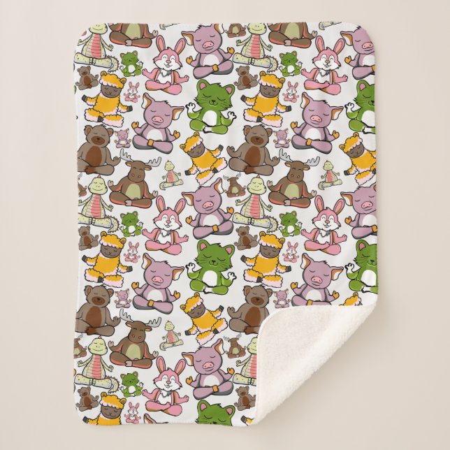 Yoga poses pattern | Yoga seamless pattern 58 Sherpa Blanket (Front)