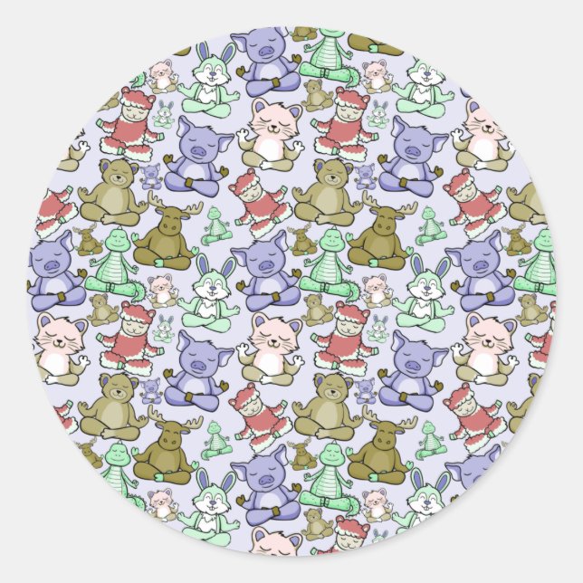 Yoga poses pattern | Yoga seamless pattern 60 Classic Round Sticker (Front)