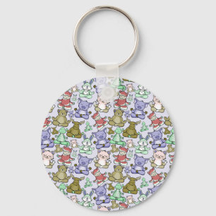Yoga poses pattern Yoga seamless pattern 60 Key Ring