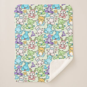 Yoga poses pattern   Yoga seamless pattern 63 Sherpa Blanket