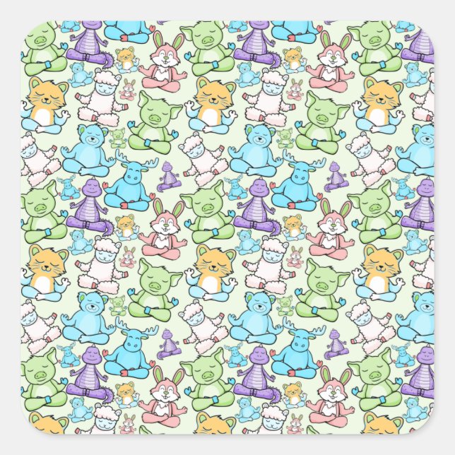Yoga poses pattern | Yoga seamless pattern 63 Square Sticker (Front)