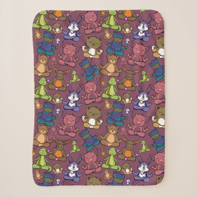 Yoga poses pattern | Yoga seamless pattern 64 Sherpa Blanket (Front)