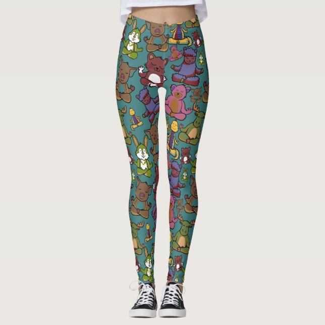 Yoga poses pattern | Yoga seamless pattern 65 Leggings (Front)