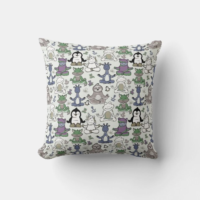 Yoga poses pattern | Yoga seamless pattern 66 Cushion (Front)