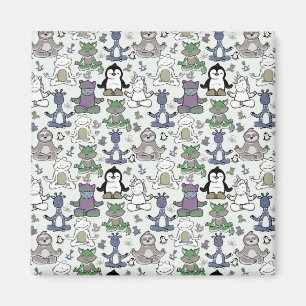 Yoga poses pattern Yoga seamless pattern 66 Magnet