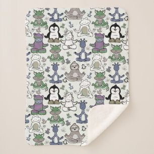 Yoga poses pattern Yoga seamless pattern 66 Sherpa Blanket