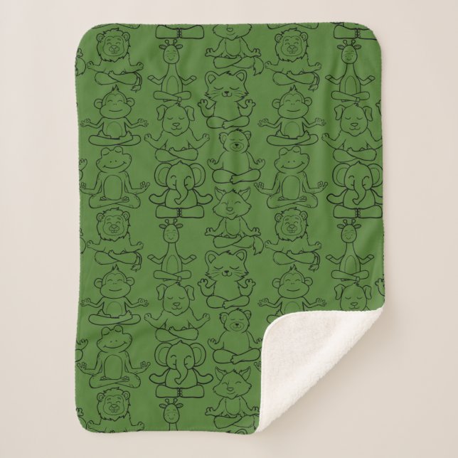 Yoga poses pattern | Yoga seamless pattern 8 Sherpa Blanket (Front)