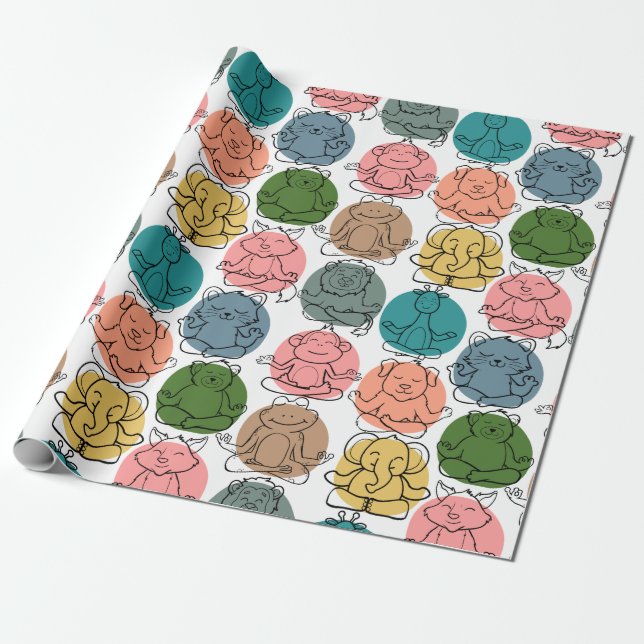 Yoga poses pattern | Yoga seamless pattern 9 Wrapping Paper (Unrolled)