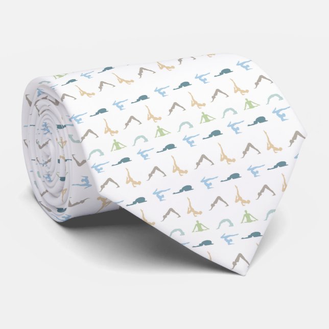 Yoga poses silhouette mindfulness meditation tie (Rolled)