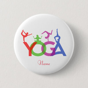 Yoga Poses Silhouettes Thunder_Cove 6 Cm Round Badge
