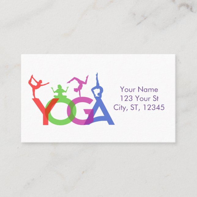 Yoga Poses Silhouettes Thunder_Cove Business Card (Front)