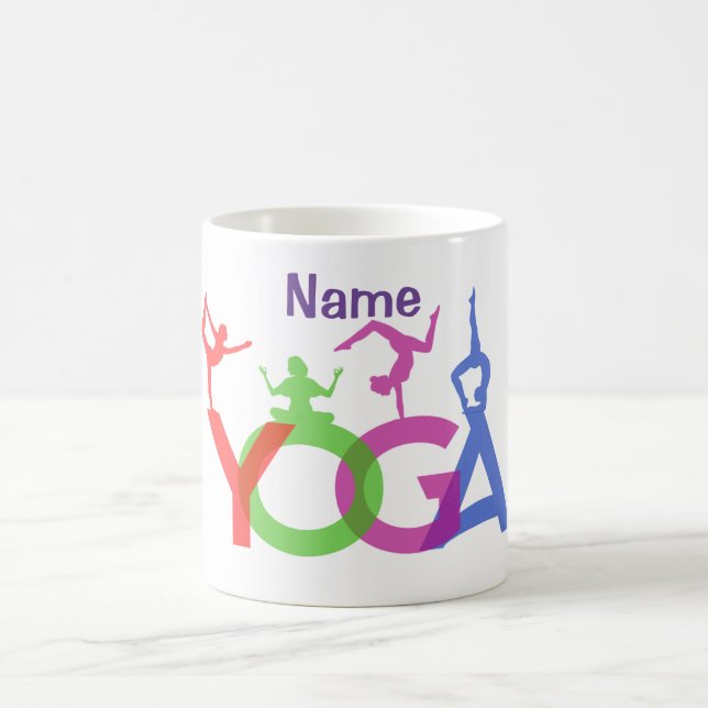 Yoga Poses Silhouettes Thunder_Cove  Coffee Mug (Center)