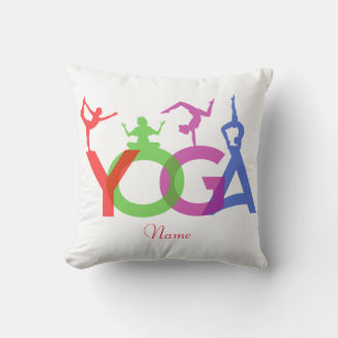 Yoga Poses Silhouettes Thunder_Cove Cushion