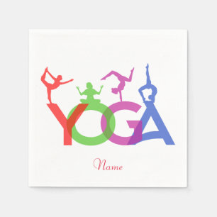 Yoga Poses Silhouettes Thunder_Cove  Napkin