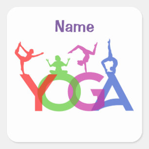 Yoga Poses Silhouettes Thunder_Cove Square Sticker