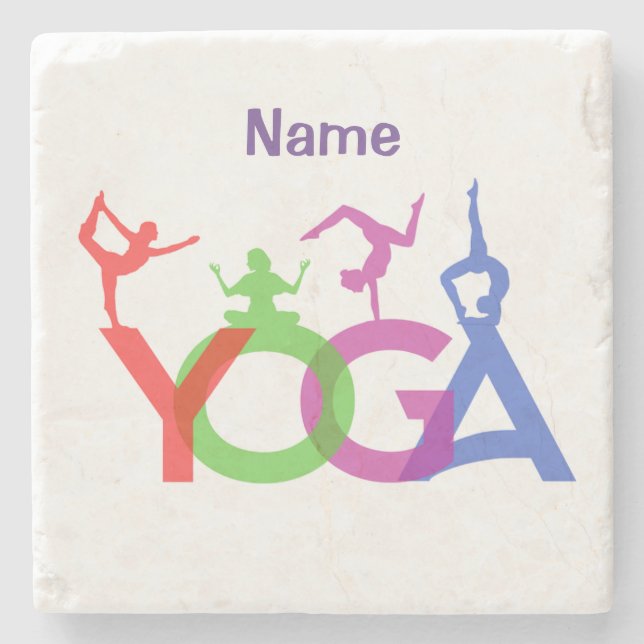 Yoga Poses Silhouettes Thunder_Cove  Stone Coaster (Front)