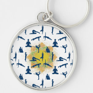 Yoga Poses With Lotus Flower Drawing  Key Ring