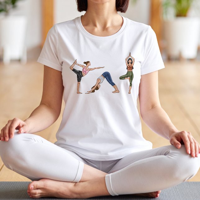 Yoga Poses Workout Fitness Balance Women Tri-Blend Shirt (Please note: This image is a digitally created mockup.)