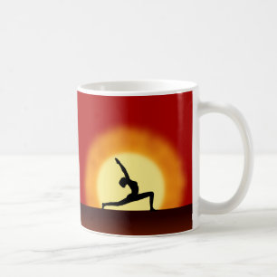 Yoga Posing Silhouette Sunrise Tea or Coffee Mugs