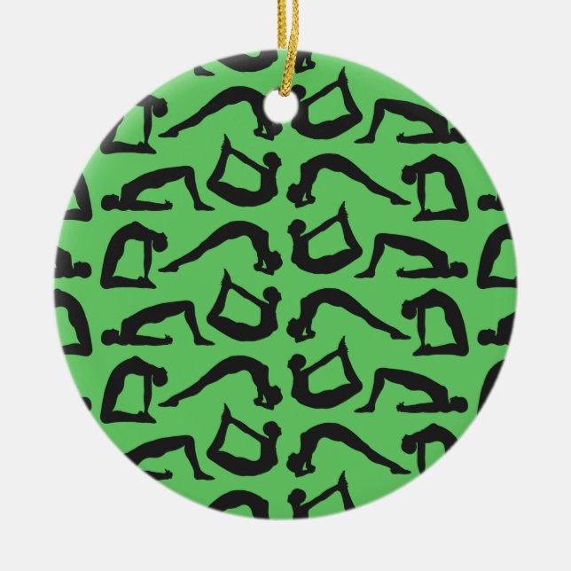 Yoga Positions Silhouettes Ceramic Tree Decoration (Front)