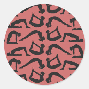 Yoga Positions Silhouettes Classic Round Sticker