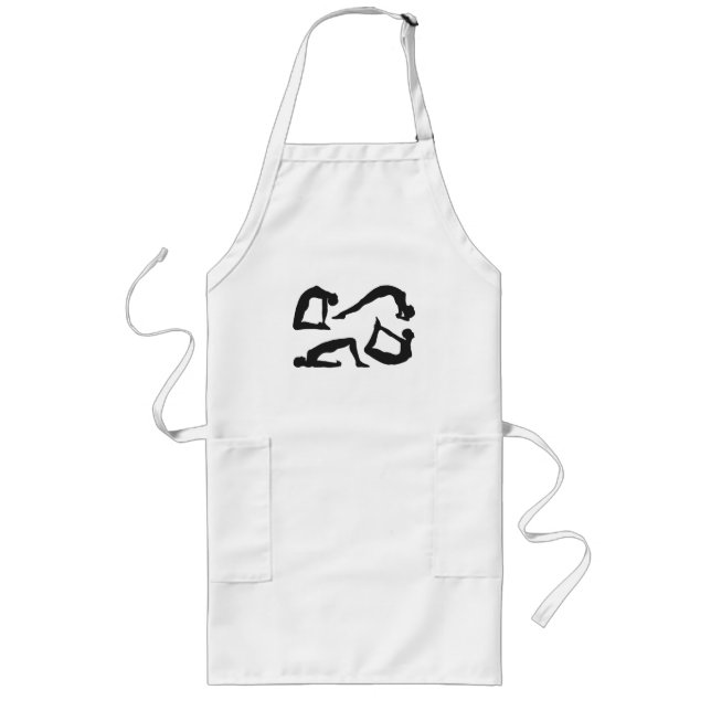 Yoga Positions Silhouettes Long Apron (Front)