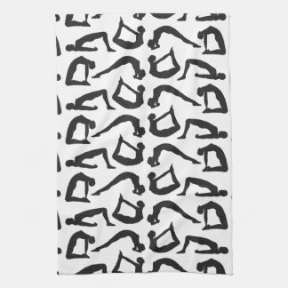 Yoga Positions Silhouettes Tea Towel
