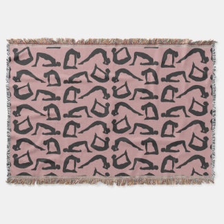 Yoga Positions Silhouettes Throw Blanket