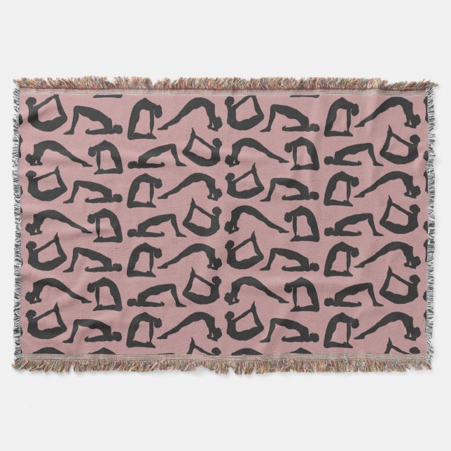 Yoga Positions Silhouettes Throw Blanket (Front)