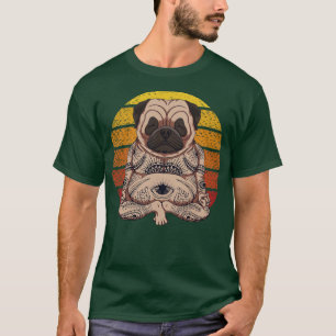 Yoga Pug Dog Sunset Vintage T-Shirt