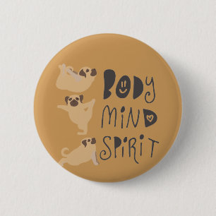 Yoga Pugs 6 Cm Round Badge